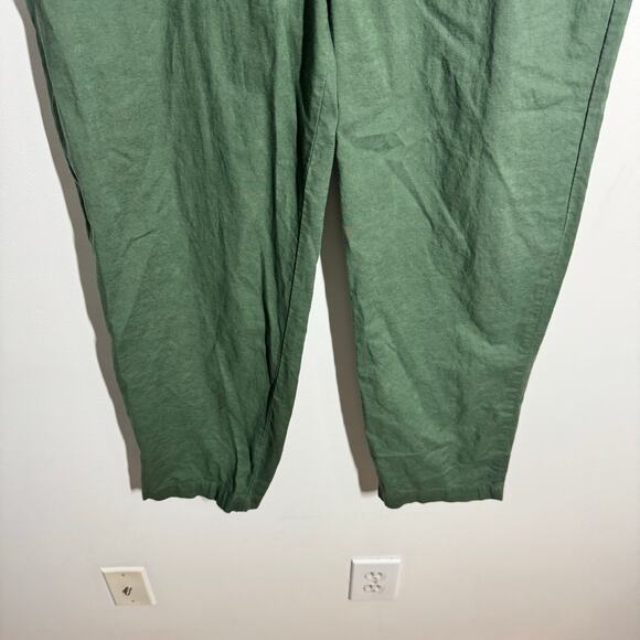 Lintico Linen Simple Button Fly Trouser HEIDI Women L Forest Green Coast Minimal - Picture 5 of 9